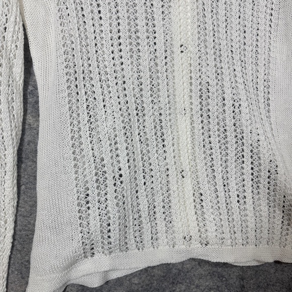 Lafayette 148 White Open Knit Cardigan Size XL Lightweight Button Front Sweater - Picture 14 of 15